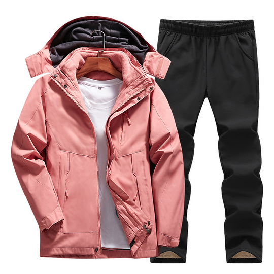 Winterjacke Damen Set | Gefütterte Kapuzenjacke mit Hose