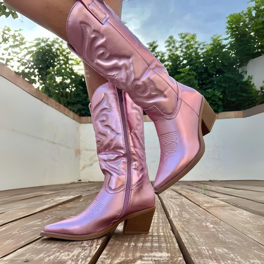 Damen Stiefel Cowboy Metallic | Komfort Modern Look