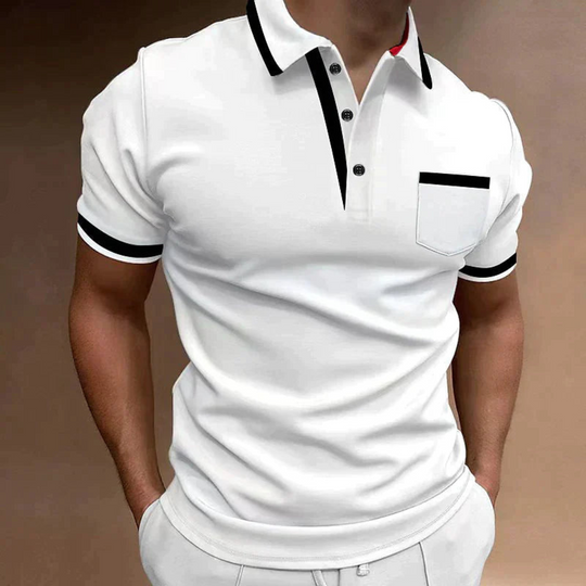 Herren Poloshirt mit Kontrastdetails | Klassisch & Figurbetont mit Brusttasche