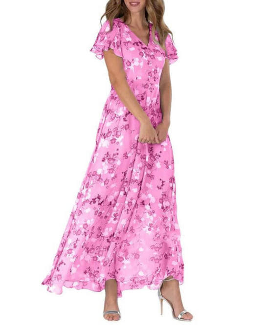 Damen Elegantes Blumenkleid | Festliche Maxi-Kleider für Hochzeitsgäste