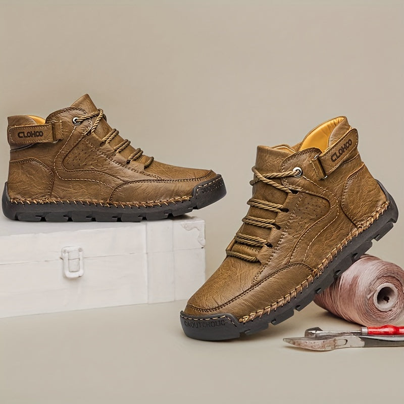 Herren Winterschuhe | Knöchelhohe Schnürstiefel mit Profilsohle
