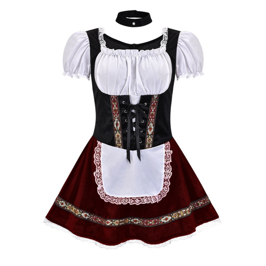 Damen Elegantes Trachtenkleid | Mini Dirndl Kleid für Festliche Anlässe