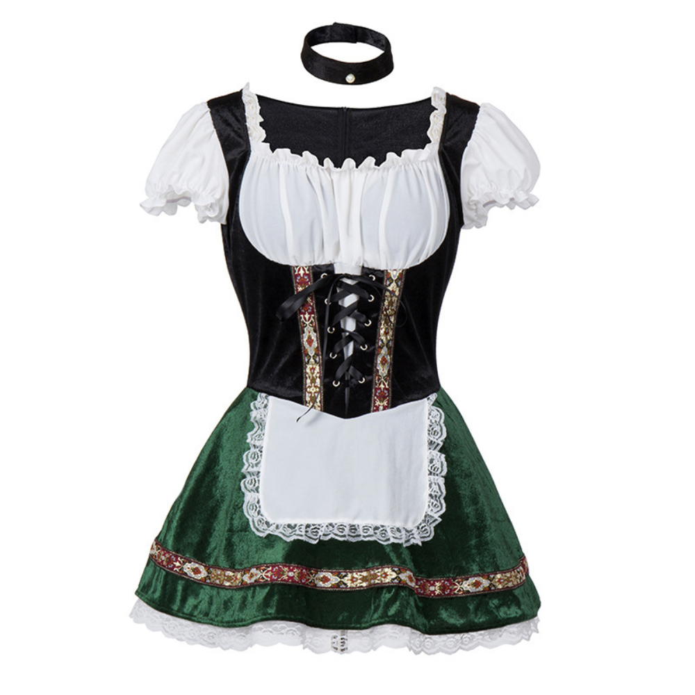 Damen Elegantes Trachtenkleid | Mini Dirndl Kleid für Festliche Anlässe
