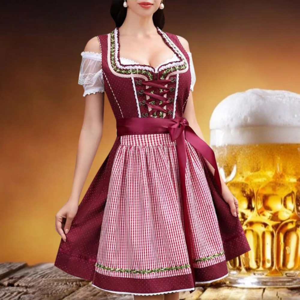 Damen Elegantes Trachtenkleid | Dirndl Kleid für Oktoberfest