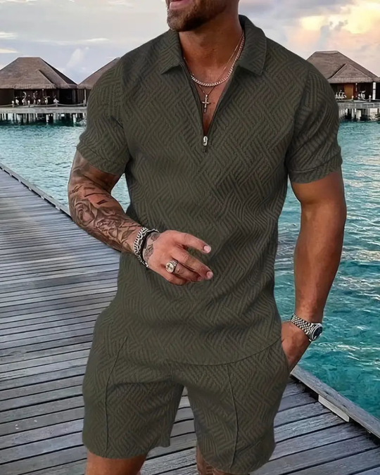Herren Lässiges Sommer Set | Kurzarmhemd und Shorts