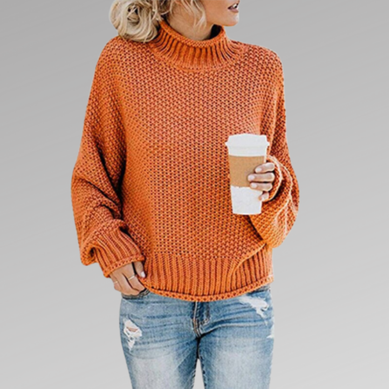 Damen Pullover | Strick modern mit hohem Kragen