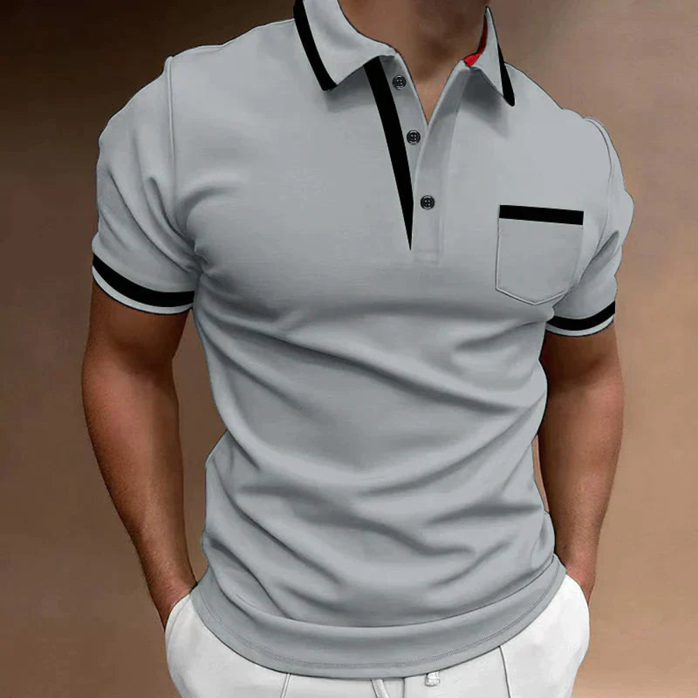 Herren Poloshirt mit Kontrastdetails | Klassisch & Figurbetont mit Brusttasche