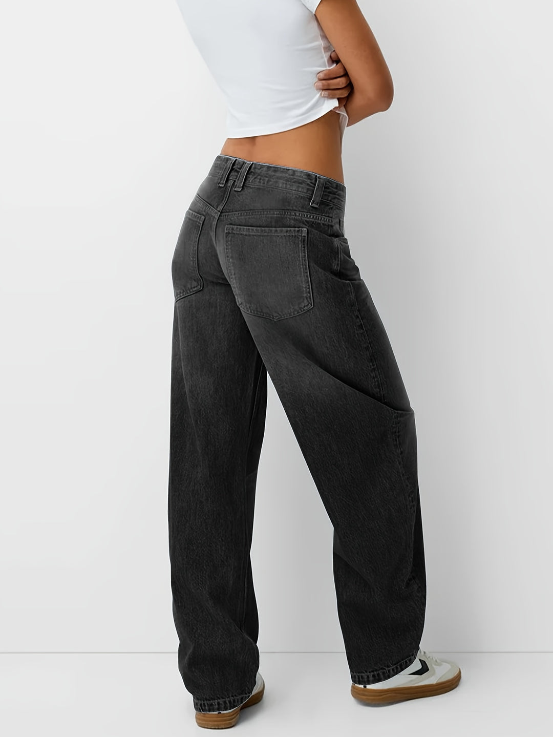 Baggy Jeans Damen | Weites Bein Und Mittlerer Bund