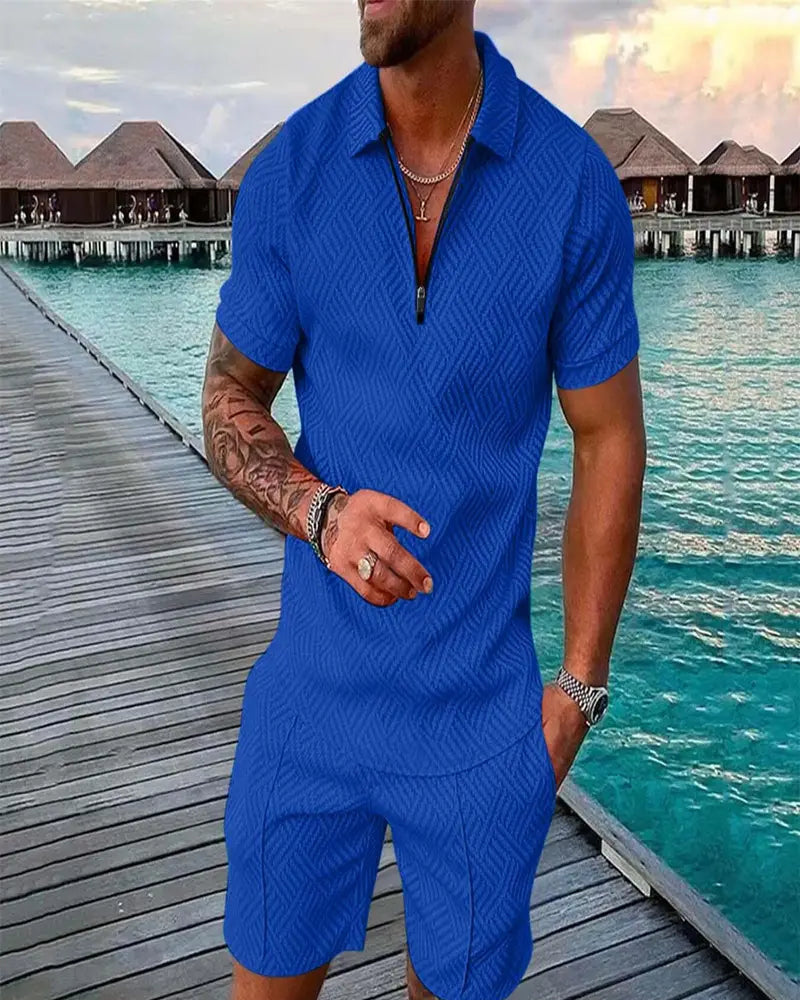 Herren Lässiges Sommer Set | Kurzarmhemd und Shorts
