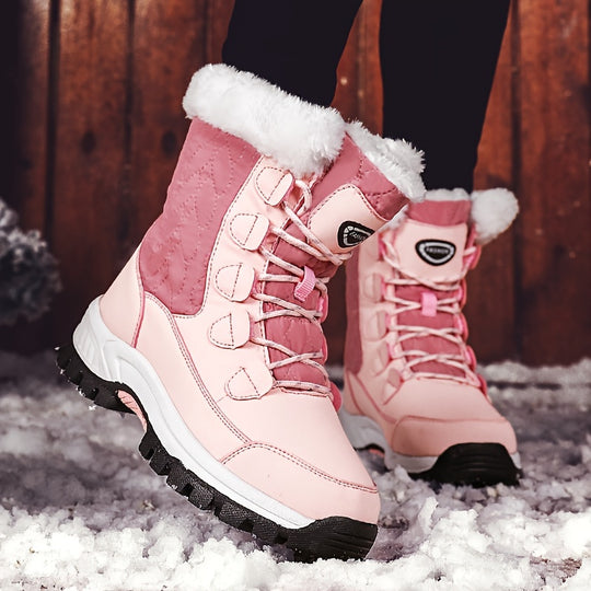 Winterschuhe Damen Stiefel | Knöchelhoch mit Schnürung und Runder Kappe