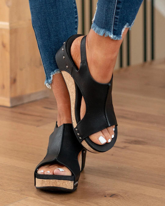 Keilabsatz Ledersandale für Damen