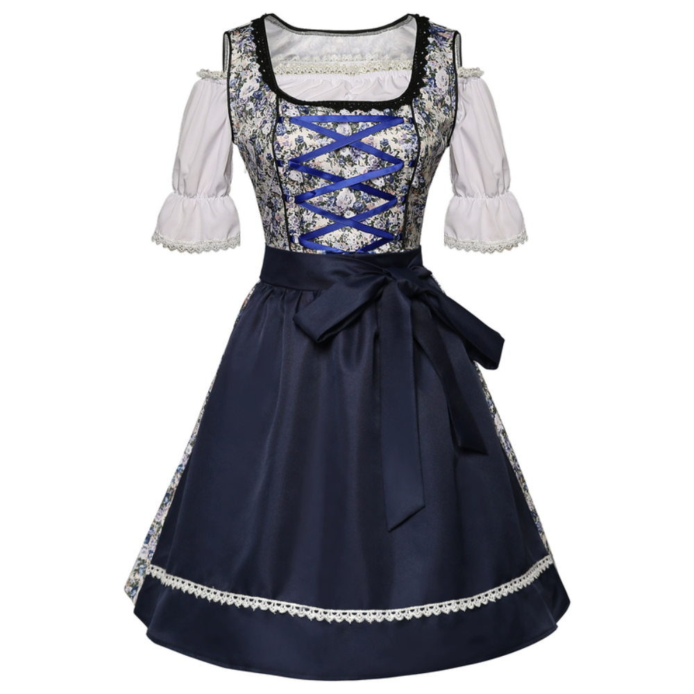 Damen Elegantes Blumenmuster Dirndlkleid | Midi