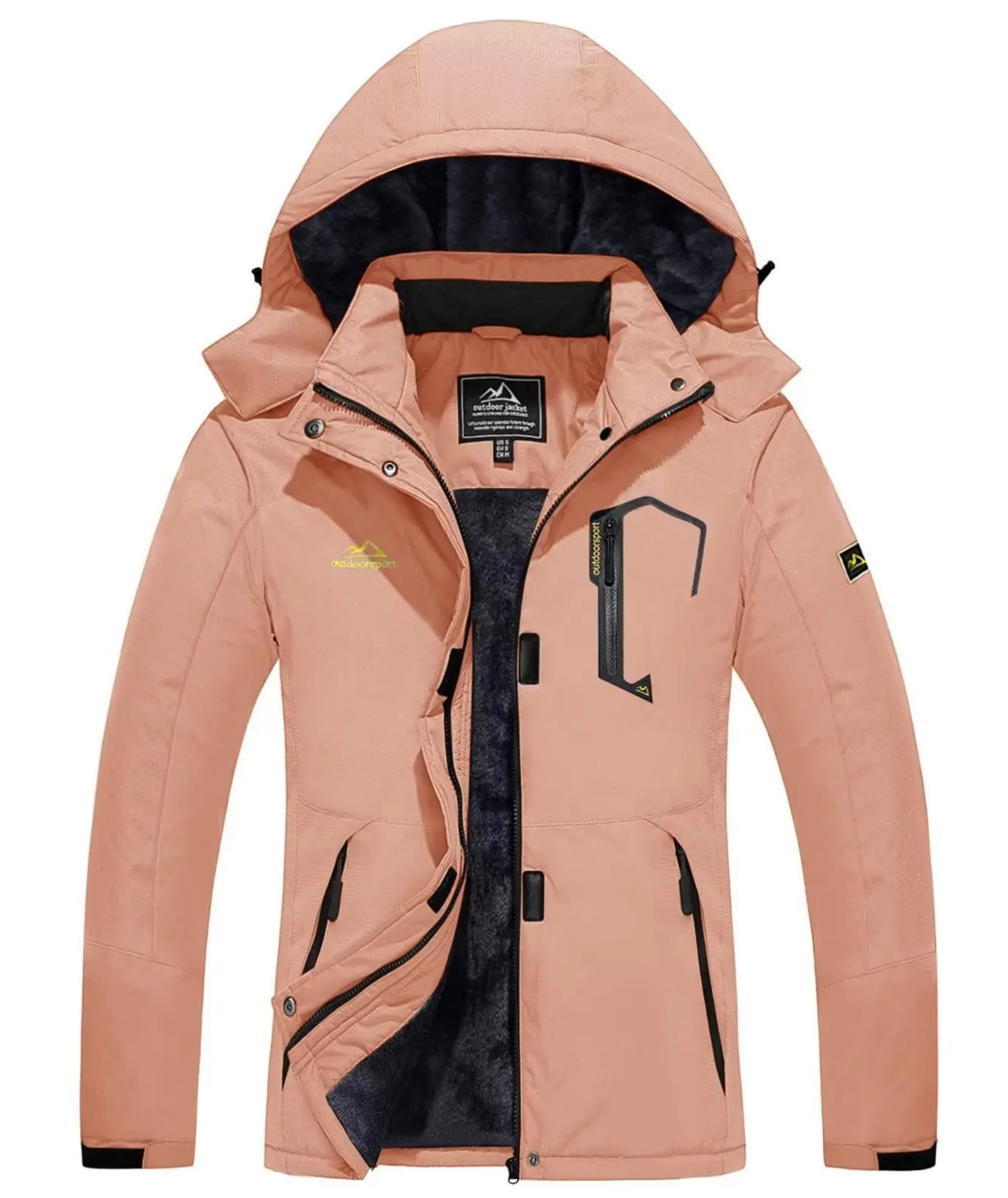 Damen Winter Skijacke | Outdoorjacke mit Kapuze und Reißverschluss