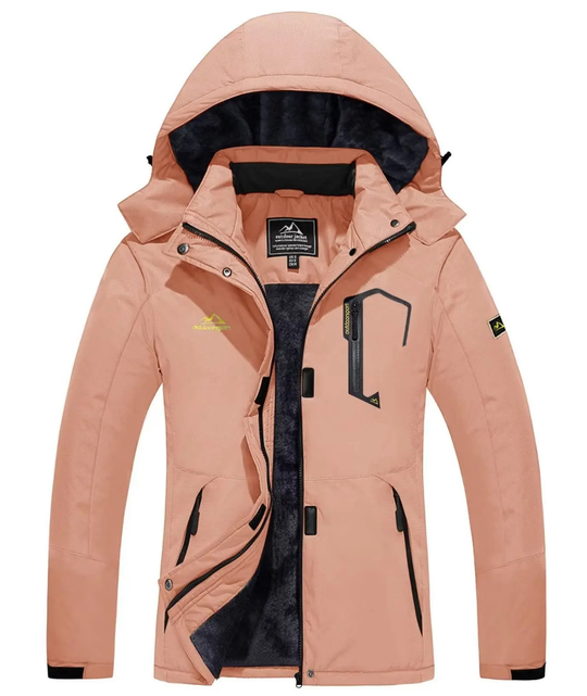 Damen Winter Skijacke | Outdoorjacke mit Kapuze und Reißverschluss