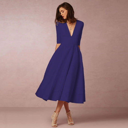 Damen Elegantes Midi Abendkleid | Glamourös für Hochzeiten