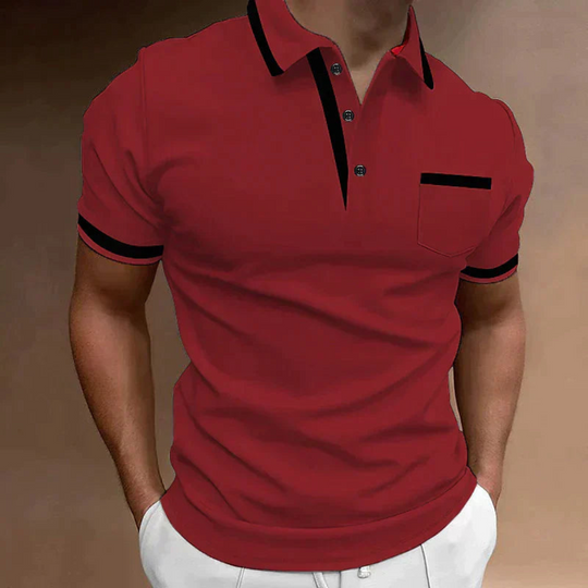 Herren Poloshirt mit Kontrastdetails | Klassisch & Figurbetont mit Brusttasche