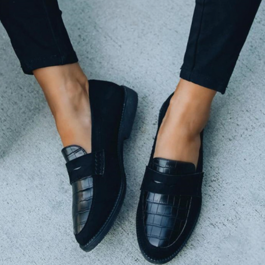 Damen Loafer Elegant | Slipper mit Struktur und Kroko-Optik