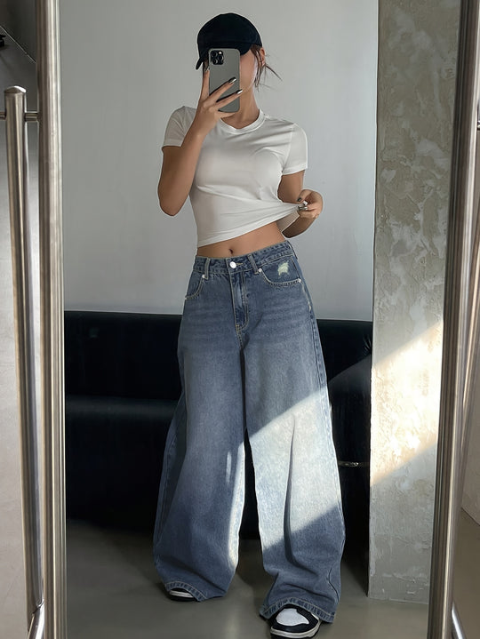 Baggy Jeans Damen | Locker Geschnitten Mit Weitem Bein