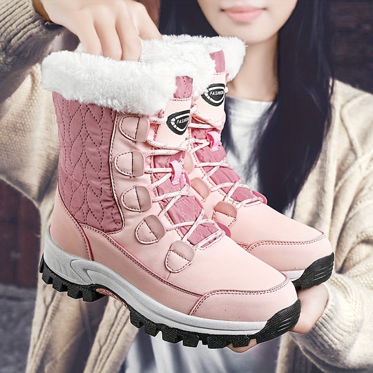 Winterschuhe Damen Stiefel | Knöchelhoch mit Schnürung und Runder Kappe