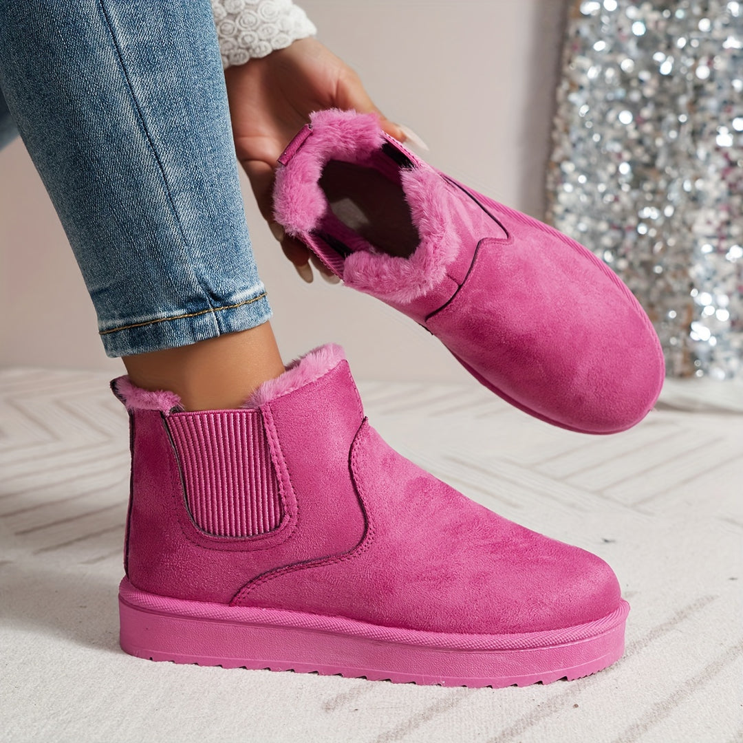 Winterschuhe Damen | Knöchelhoch Slip-On Stiefel Mit Rundkappe