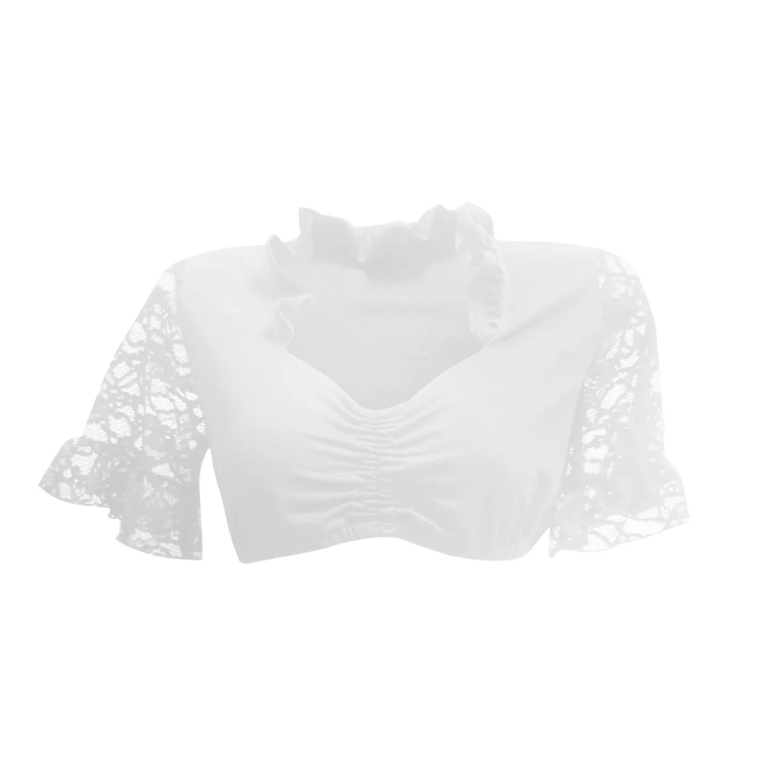 Damen Dirndl Bluse Oktoberfest | Halblang Transparent