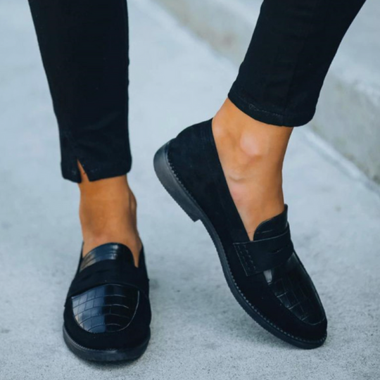 Damen Loafer Elegant | Slipper mit Struktur und Kroko-Optik