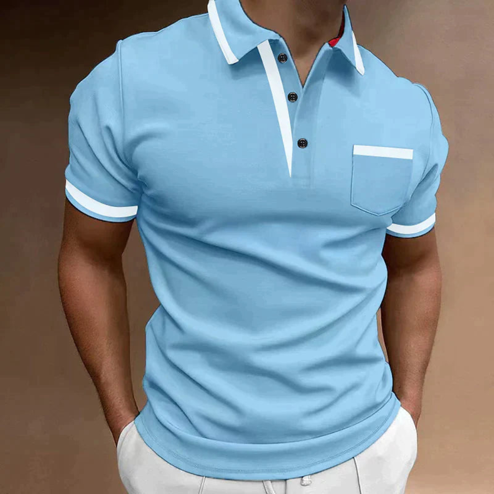 Herren Poloshirt mit Kontrastdetails | Klassisch & Figurbetont mit Brusttasche