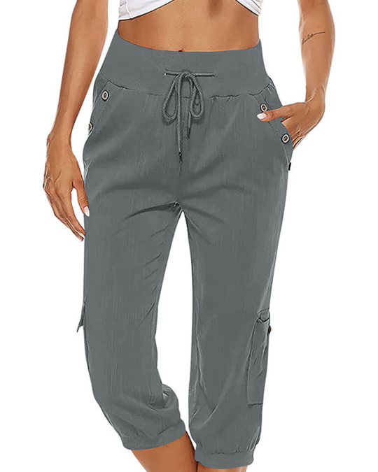 Damen Caprihose mit Komfortbund | Leichte Freizeit Cargohose