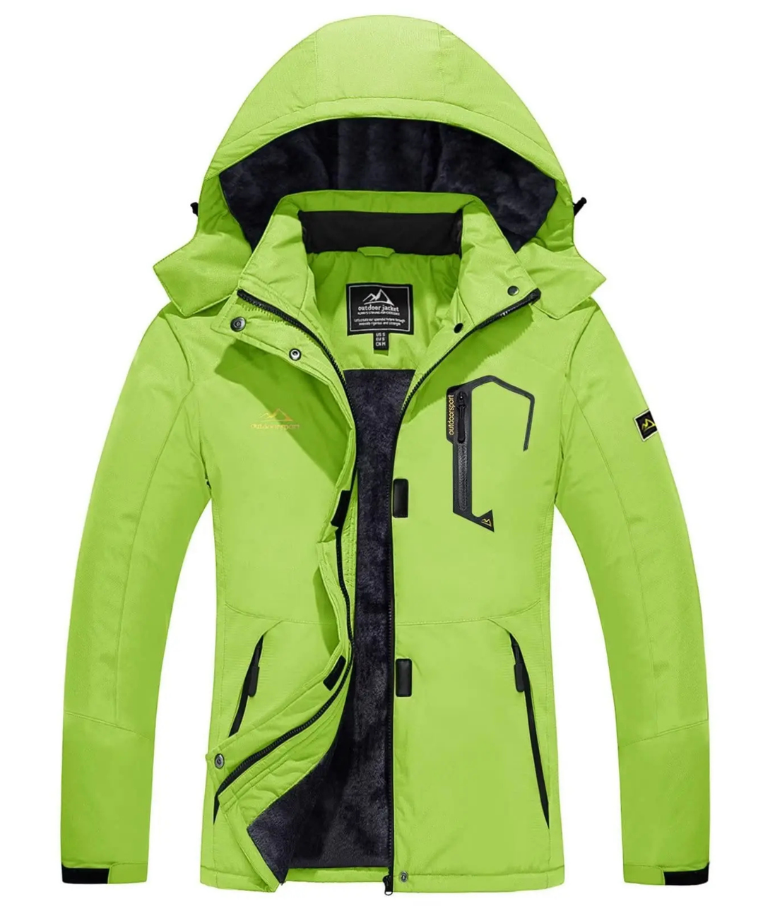 Damen Winter Skijacke | Outdoorjacke mit Kapuze und Reißverschluss