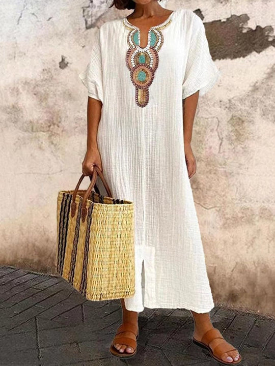 Oversized-Boho-Leinen-Sommerkleid für Damen