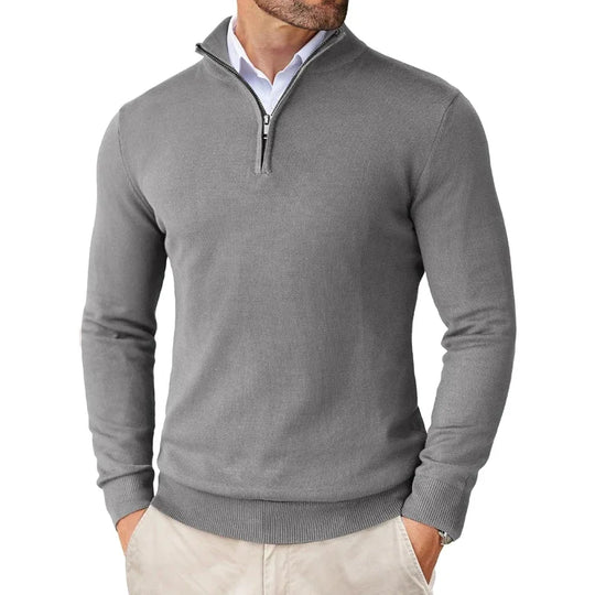 Herren Pullover Strick Elegant | Reißverschluss Komfort Ganzjährig