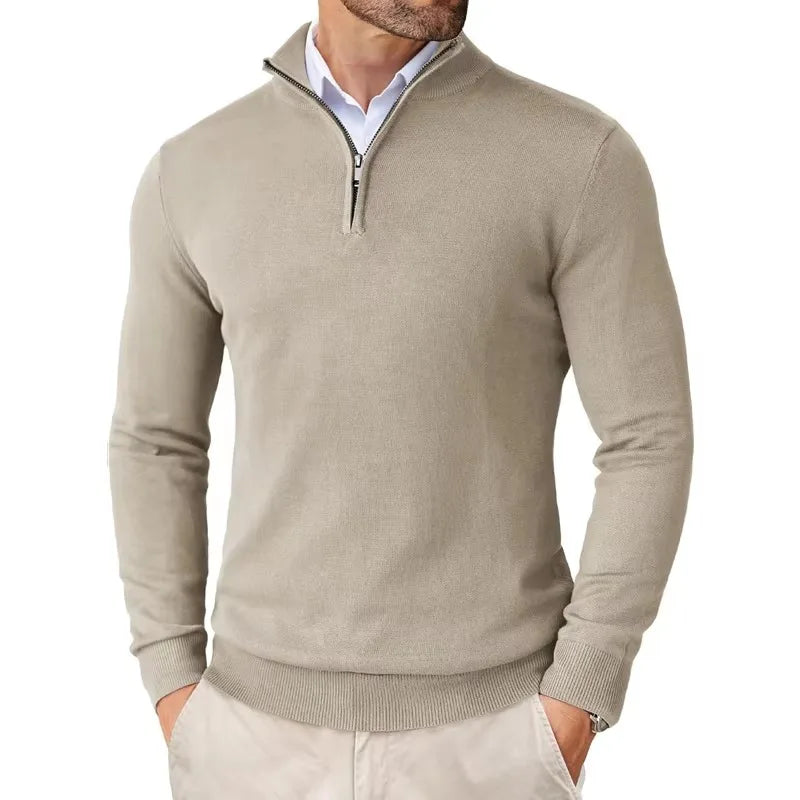 Herren Pullover Strick Elegant | Reißverschluss Komfort Ganzjährig