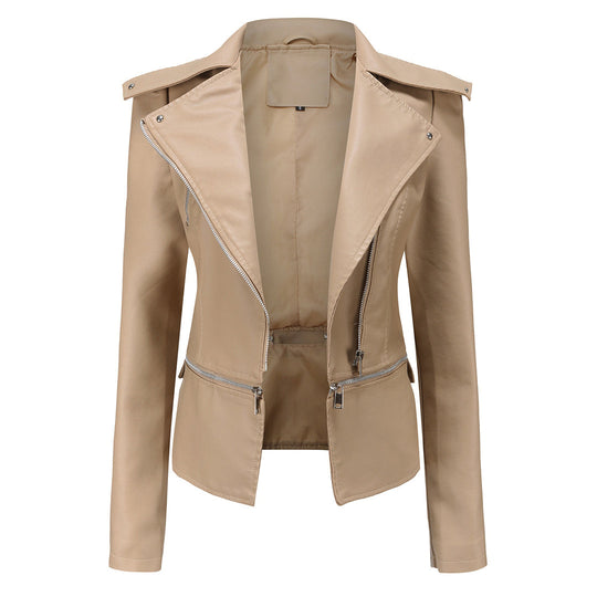 Bikerjacke Damen Slim Fit | Kurzer Schnitt mit Reißverschluss und Fronttaschen