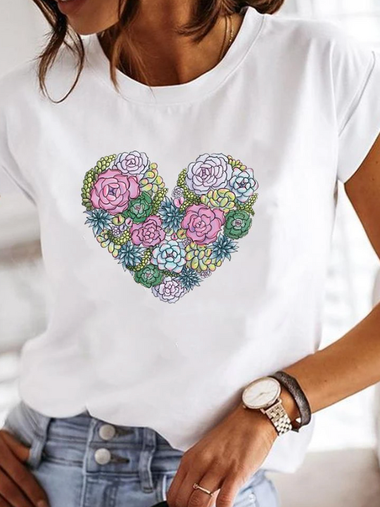 Bedrucktes Kurzarm-Sommerhemd für Damen