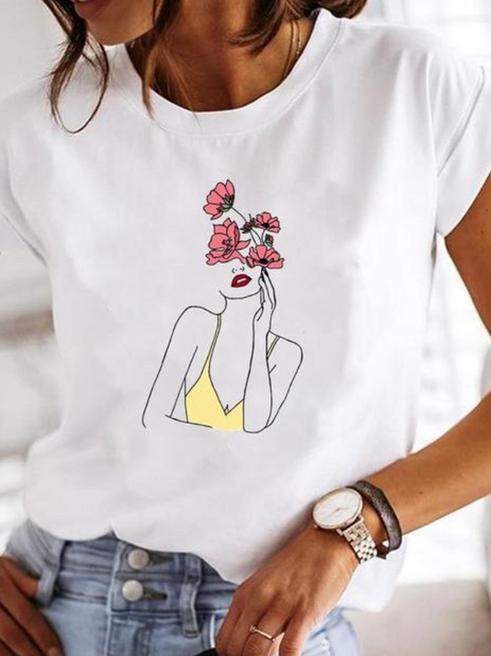 Bedrucktes Kurzarm-Sommerhemd für Damen