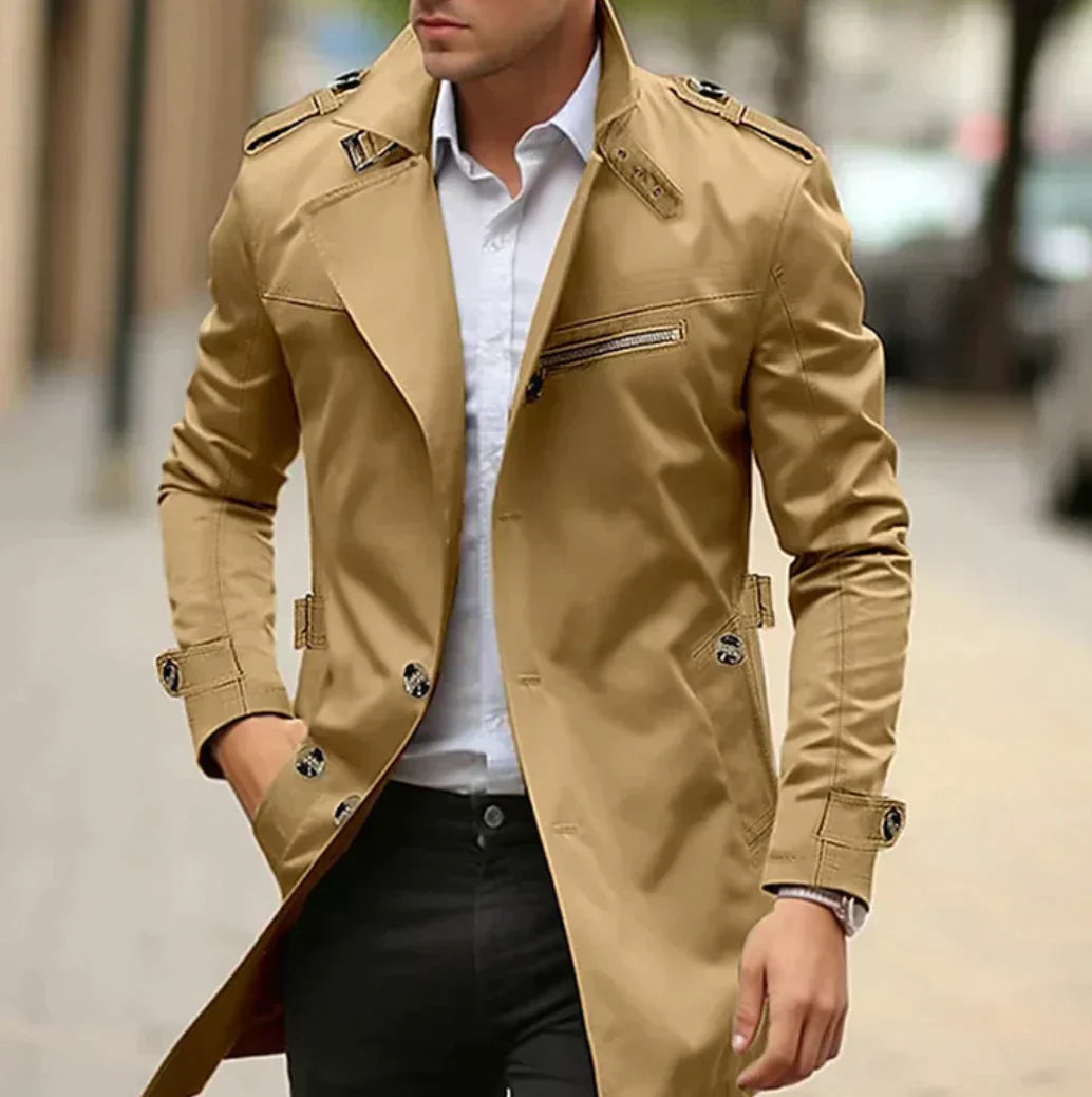 Frühlings-Trenchcoat mit Knöpfen für Männer