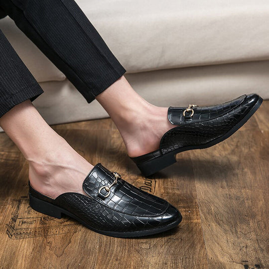 Leder-Loafer-Sandalen mit Goldkettendetail für Herren