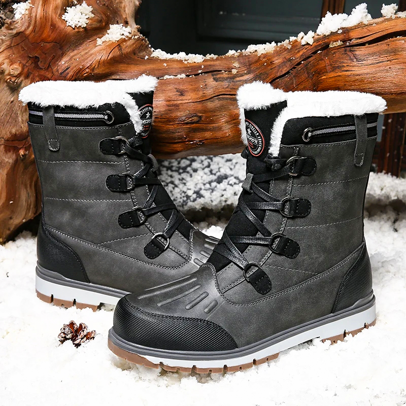 Winterschuhe Herren | Knöchelhohe Schnürstiefel mit Profilsohle