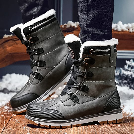 Winterschuhe Herren | Knöchelhohe Schnürstiefel mit Profilsohle