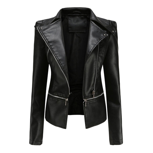 Bikerjacke Damen Slim Fit | Kurzer Schnitt mit Reißverschluss und Fronttaschen