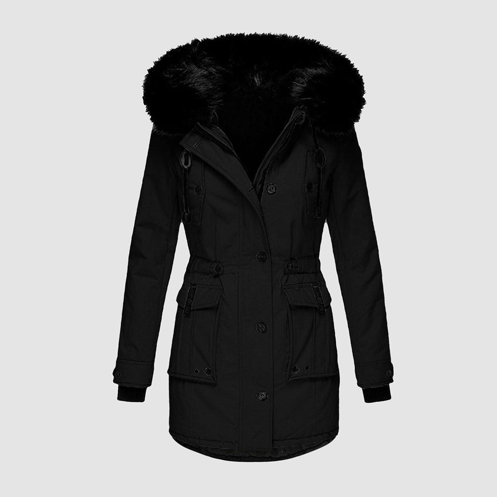 Damen Winterjacke Gefüttert Mit Kapuze | Wattierte Jacke Mit Reißverschluss und Taschen