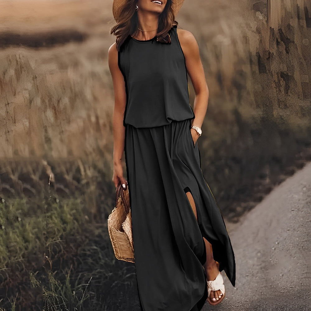 Ärmelloses Kleid mit Schlitz für Damen