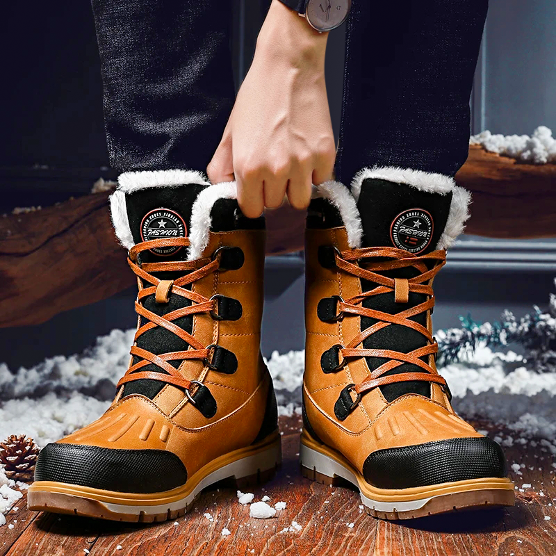 Winterschuhe Herren | Knöchelhohe Schnürstiefel mit Profilsohle