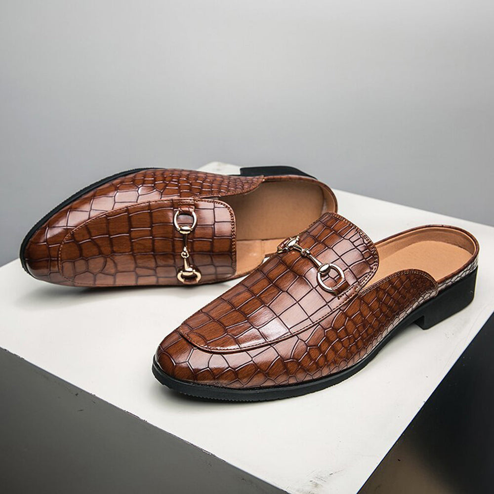 Leder-Loafer-Sandalen mit Goldkettendetail für Herren
