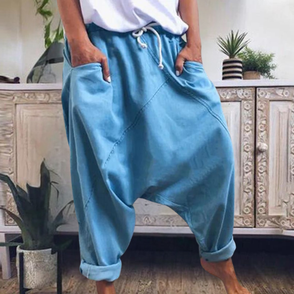 Damen Sommer-Haremshose mit Kordelzugbund