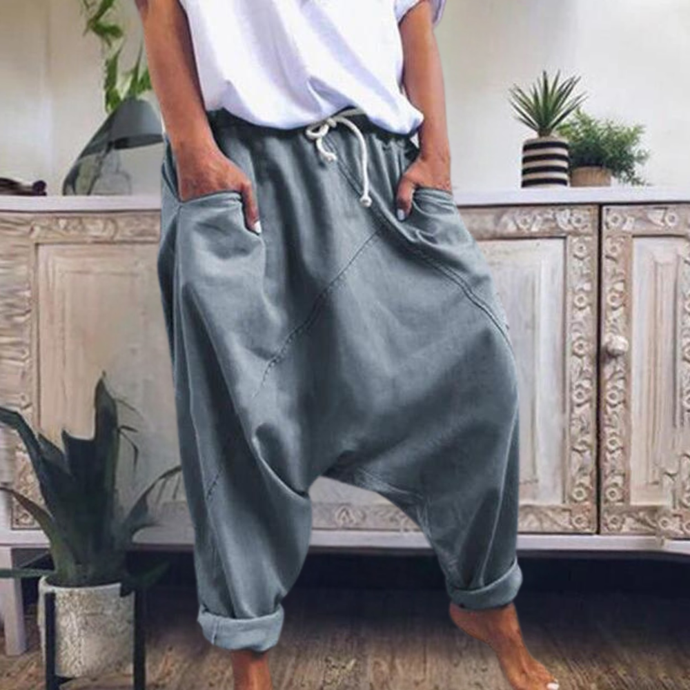 Damen Sommer-Haremshose mit Kordelzugbund