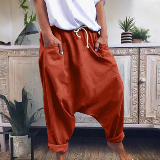 Damen Sommer-Haremshose mit Kordelzugbund