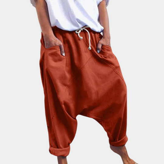 Damen Sommer-Haremshose mit Kordelzugbund