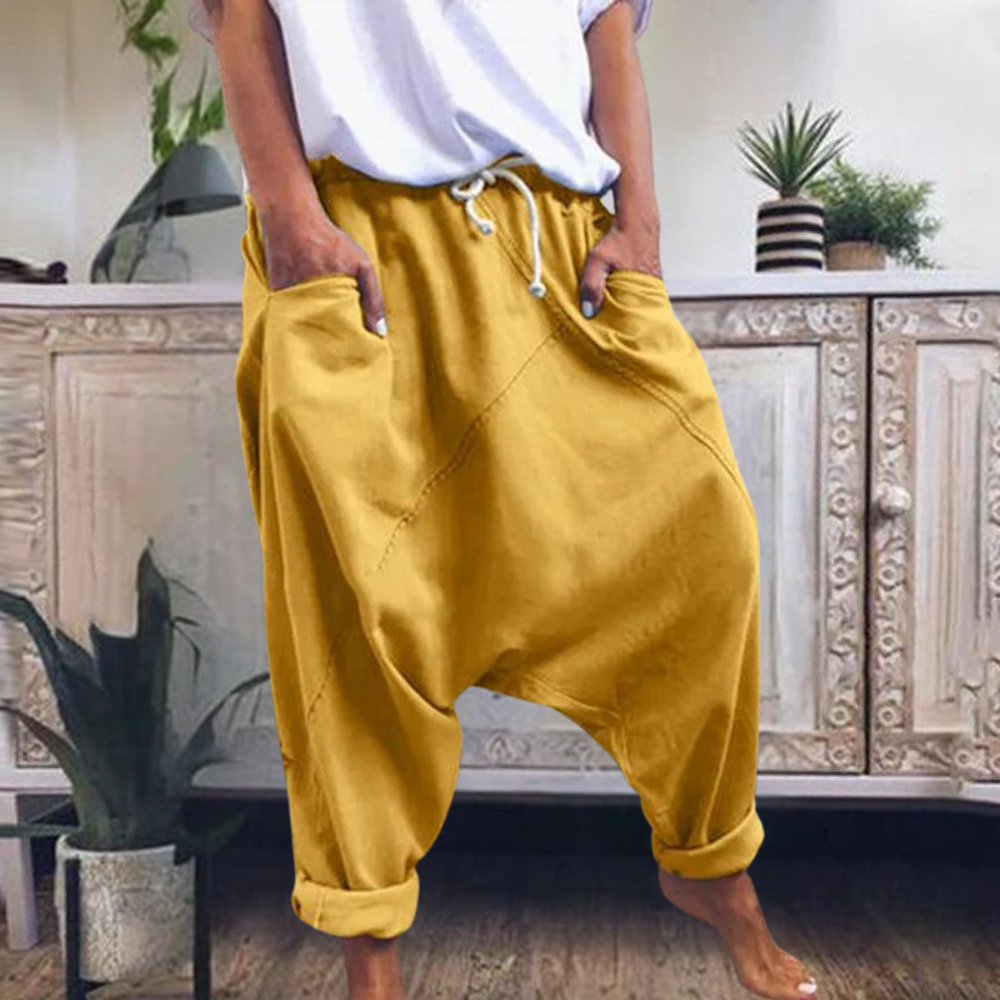 Damen Sommer-Haremshose mit Kordelzugbund