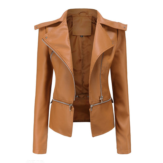 Bikerjacke Damen Slim Fit | Kurzer Schnitt mit Reißverschluss und Fronttaschen